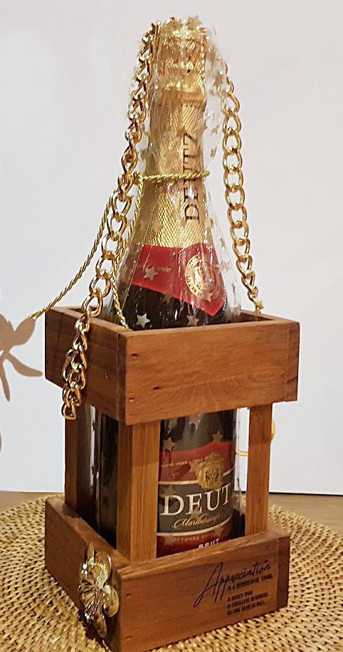 Wine Gift Crate handbag.  A unique Corporate Christmas Gift  item. Put the bling into Wine bottle gifting.