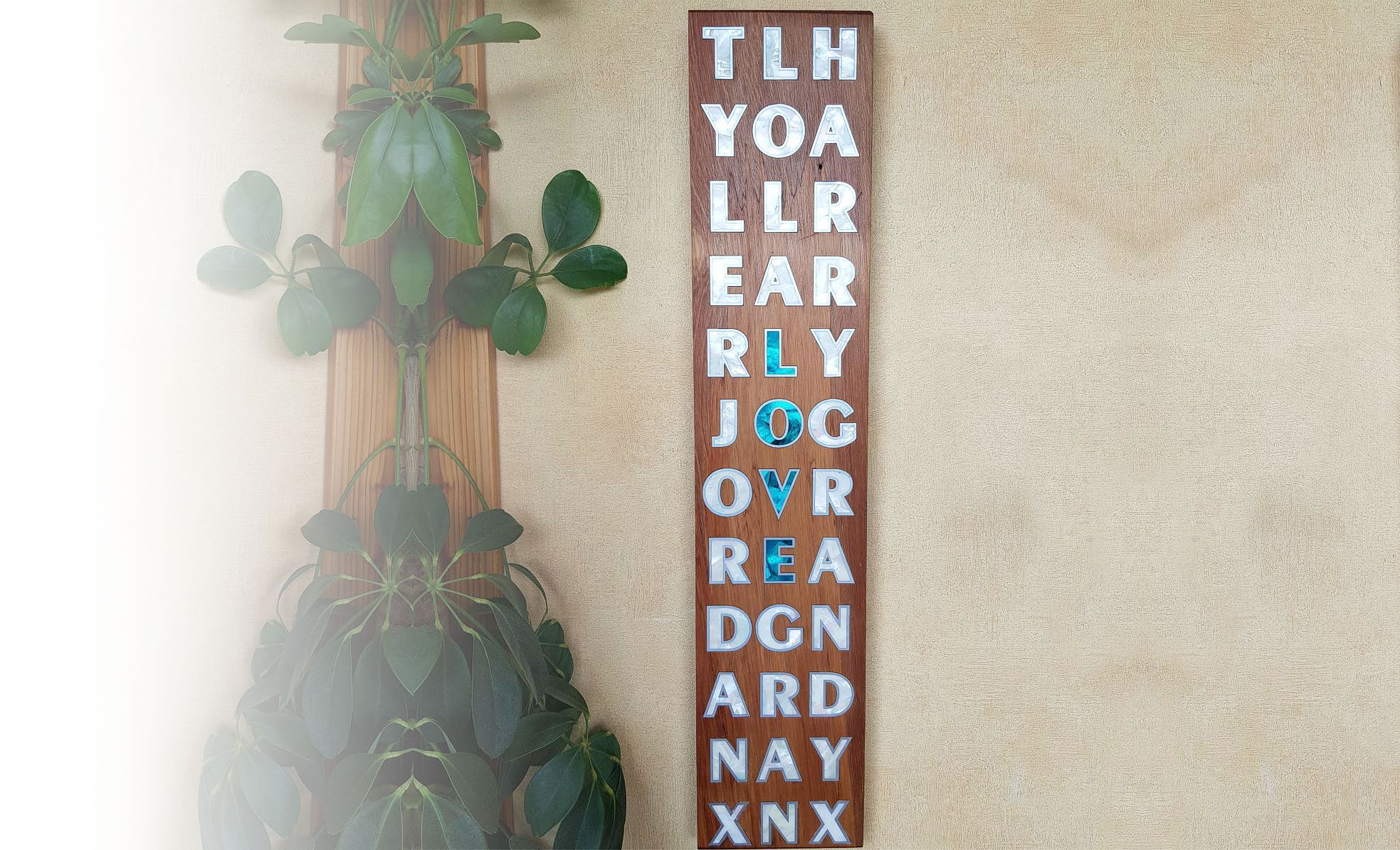 Your family names in unique Wall Art with Shell inlay